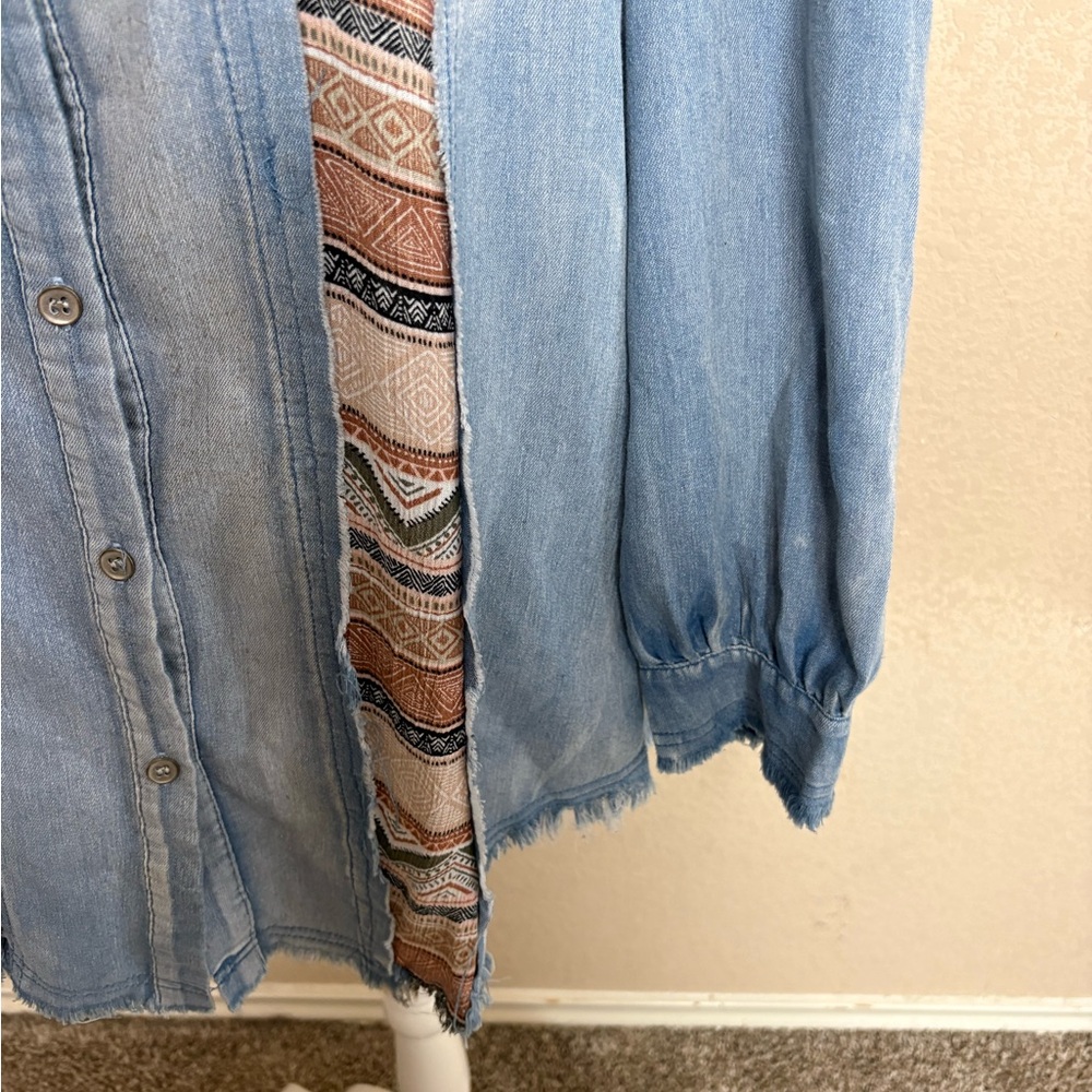 Pol Western Aztec Patchwork Button Front Shirt De… - image 4